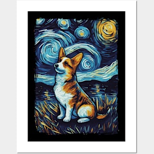 Corgi Starry Night Posters and Art